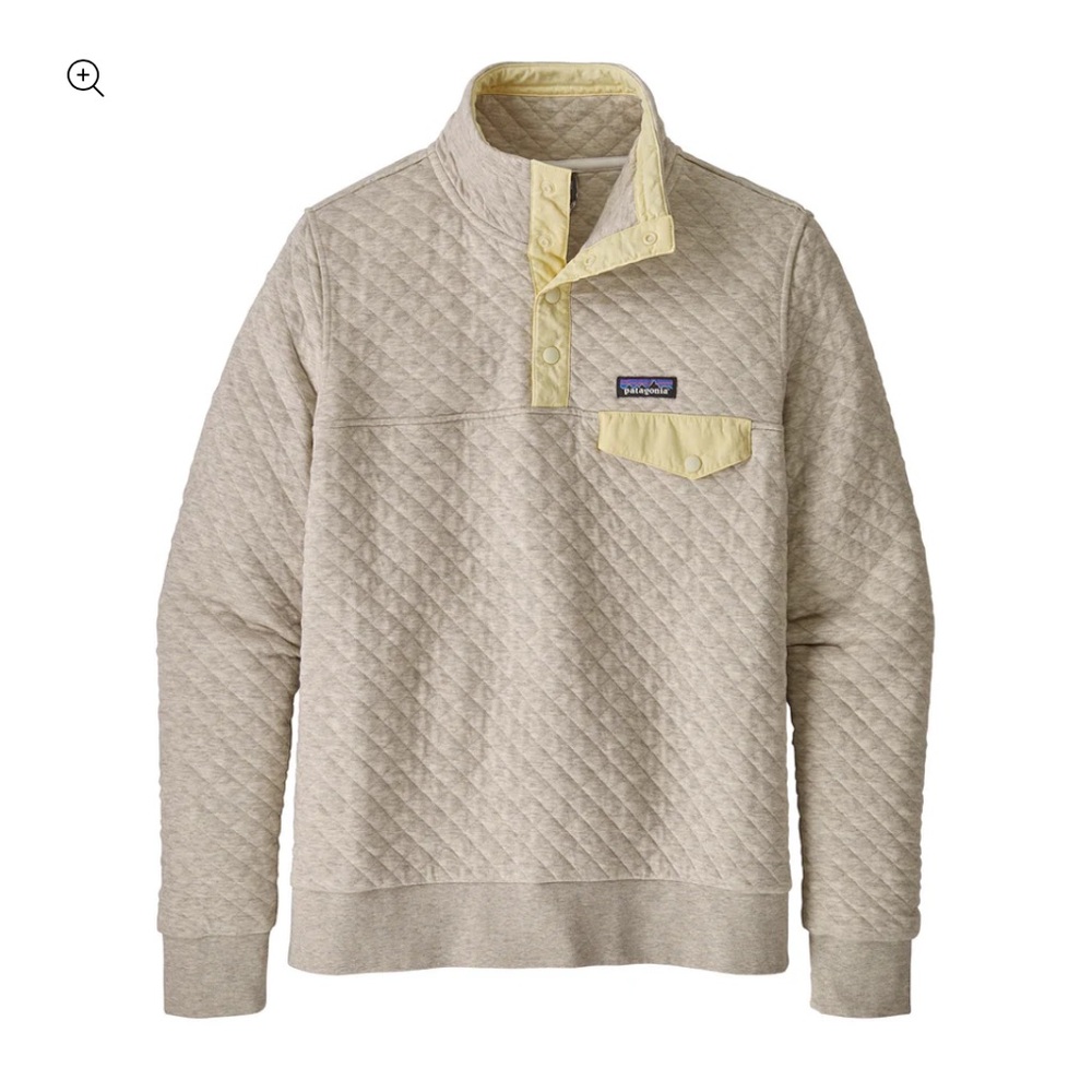 Cream Quilted Snap-T Pullover • Organic Cotton Outdoor Jacket Retro Cozy Coat